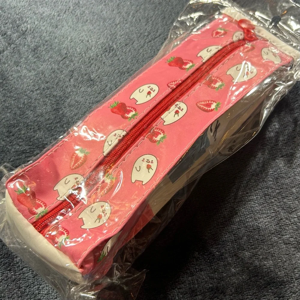 Kawaii Strawberry Milk Carton Pencil Case Cute Makeup Bag